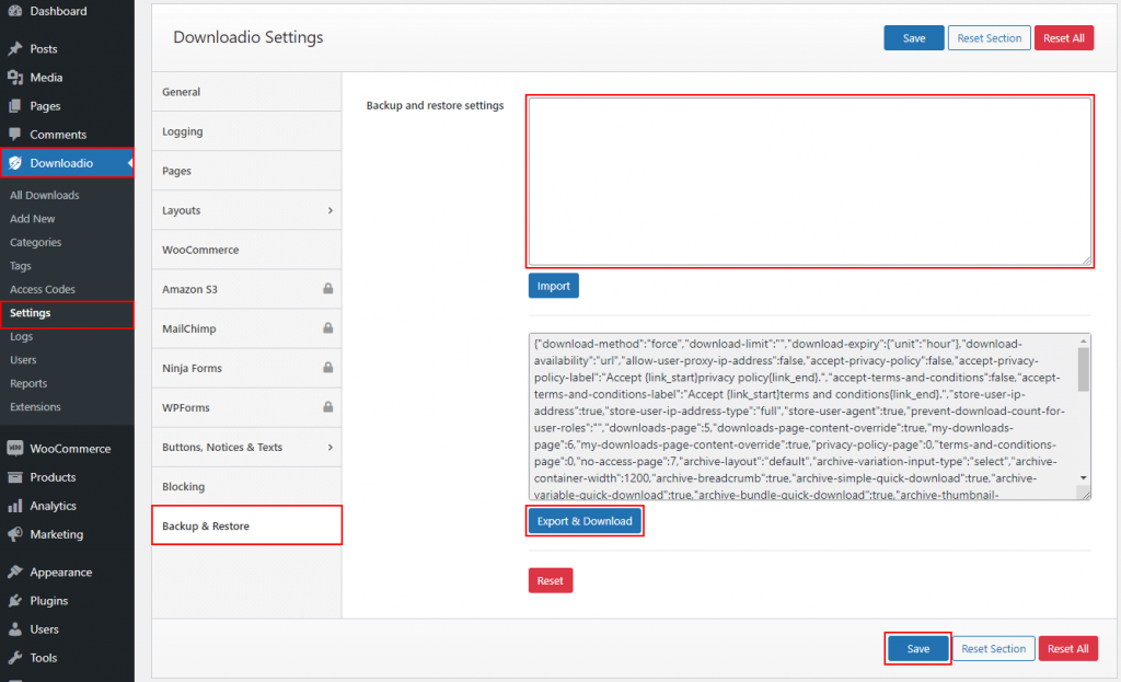 How to configure Backup & Restore Settings