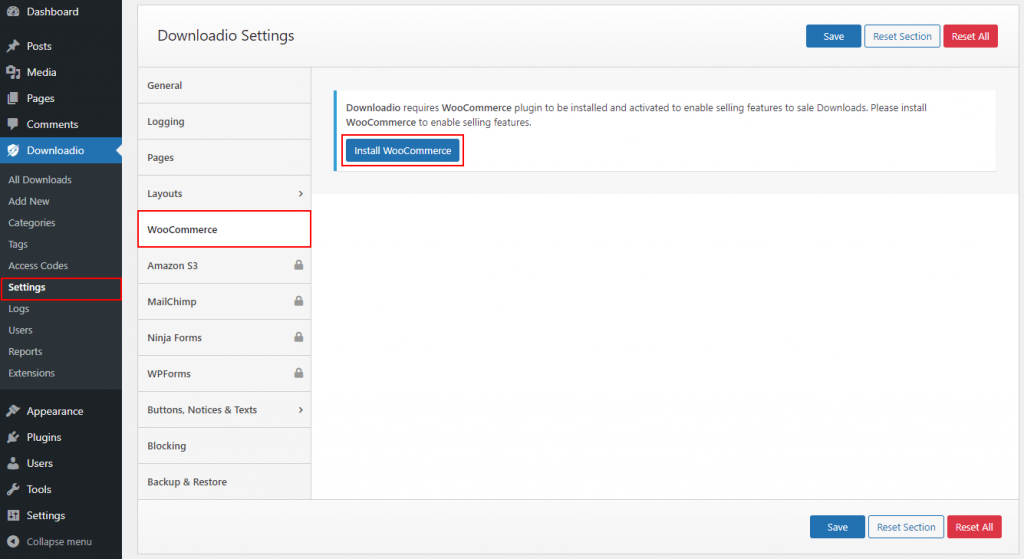 How to configure Downloadio WooCommerce Settings