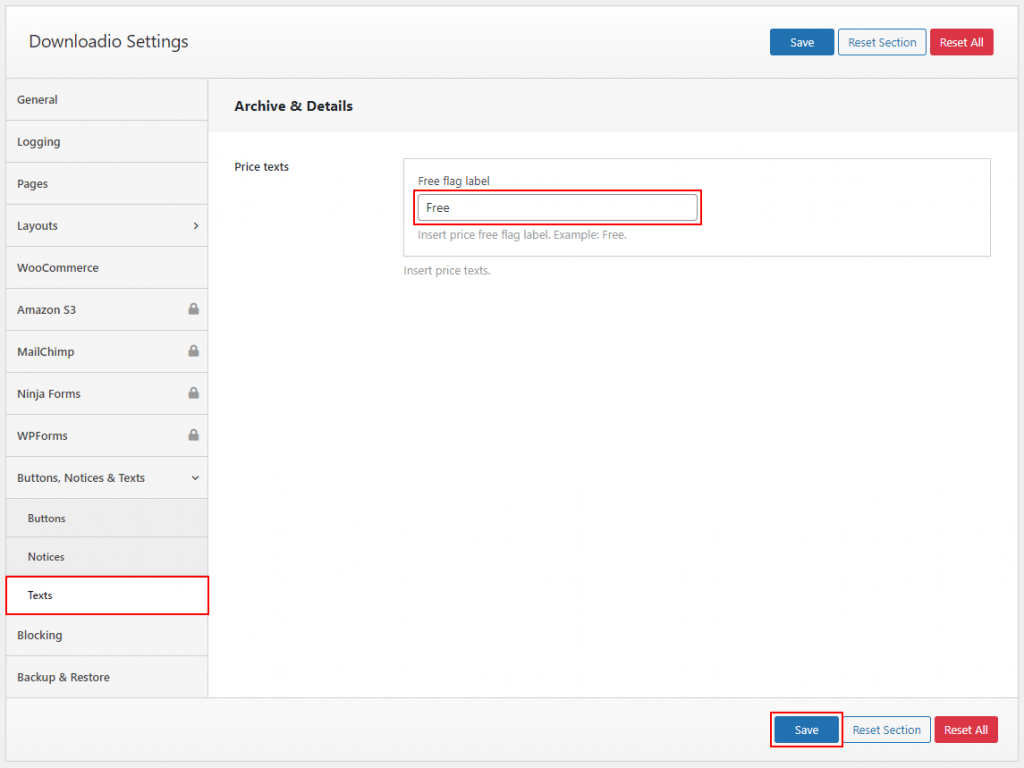 How to configure Buttons, Notices & Texts Settings