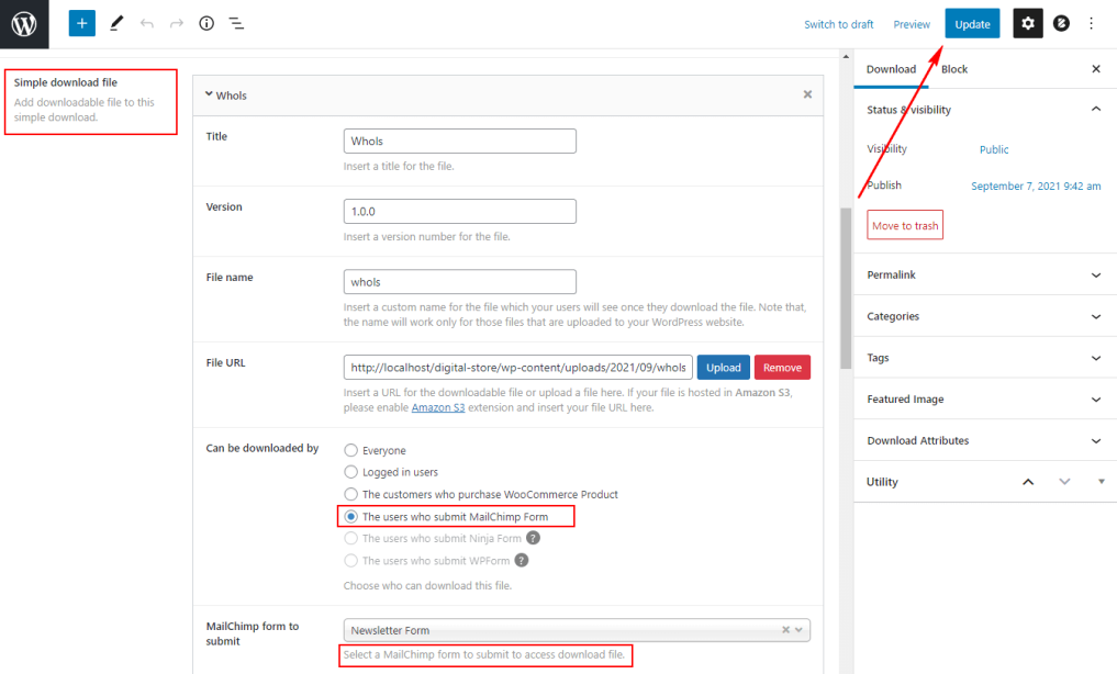 How to Set Up Mailchimp with Downloadio