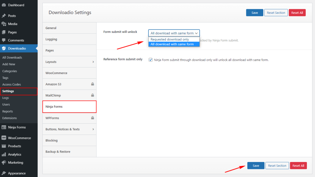 How to Setup Ninja Form with Downloadio