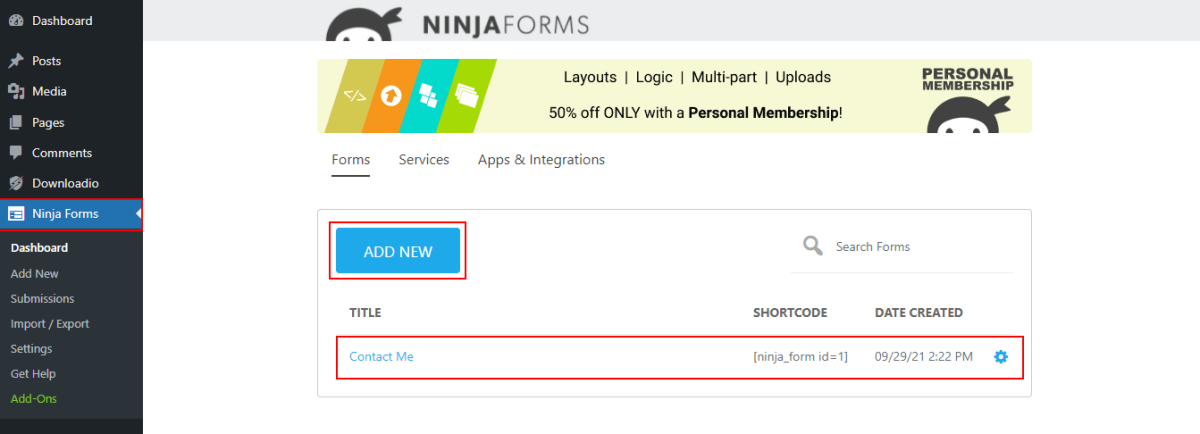 How to Setup Ninja Form with Downloadio