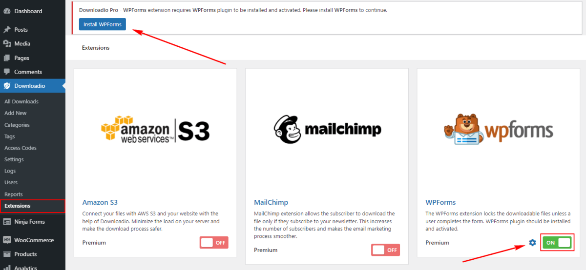 How to Setup WPForms with Downloadio