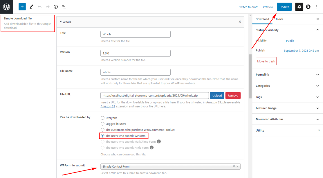 How to Setup WPForms with Downloadio